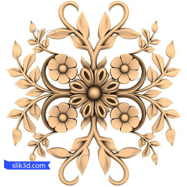 Floral Elegance 3D STL Model for CNC and 3D Printing