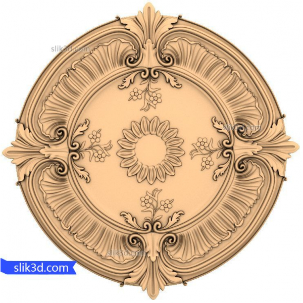 Elegance Radiant Rosette 3D STL Model for CNC