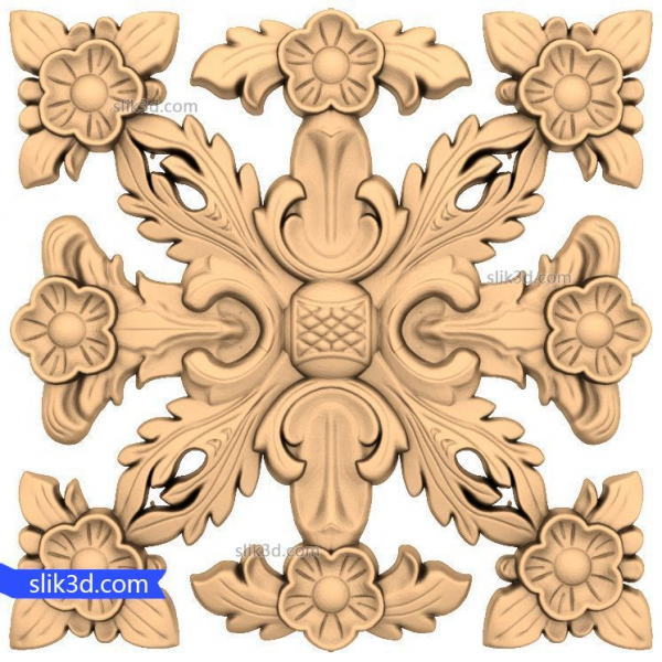 Floral Baroque Medallion 3D STL Model for CNC