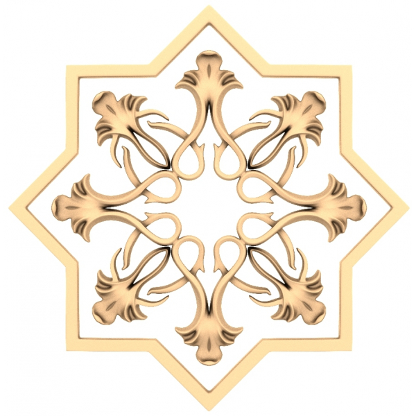 Udsmykket blomsterstjernerelief - 3D STL-model til CNC