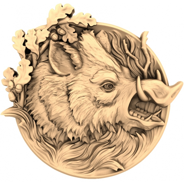 Mighty Boar Relief 3D STL Model for CNC Carving