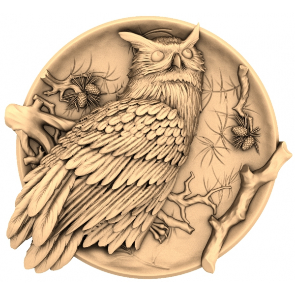 Majestic Owl Relief 3D STL Model for CNC Majestic Owl Relief 3D STL Model for CNC