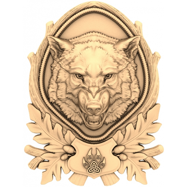 Noble Wolf Emblem 3D STL Model for CNC Carving Noble Wolf Emblem 3D STL Model for CNC Carving