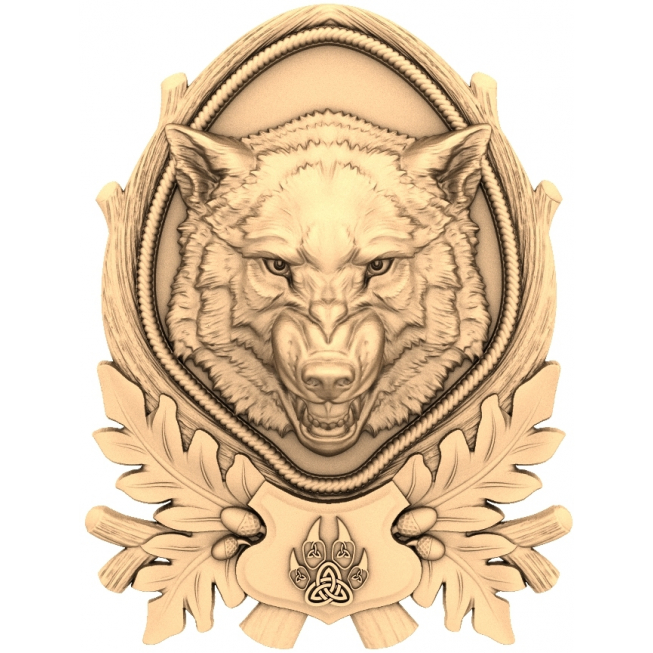 Noble Wolf Emblem 3D STL model pre CNC vyrezávanie