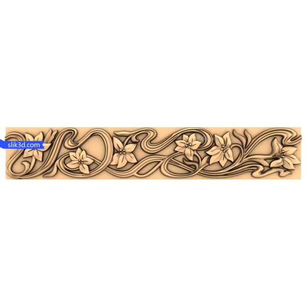 Květinová elegance: Složitý 3D reliéfní model STL pro CNC