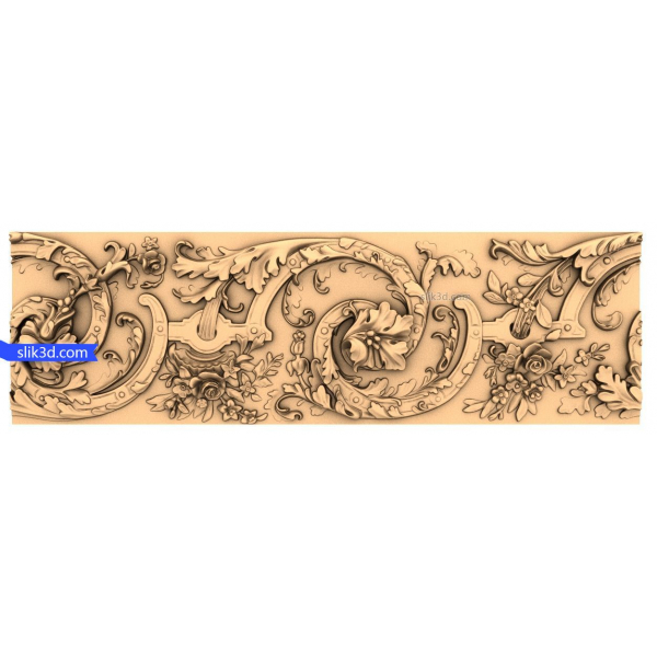 Baroque Floral Scroll Panel 3D STL Model for CNC Baroque Floral Scroll Panel 3D STL Model for CNC