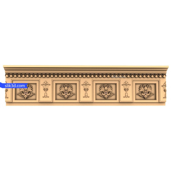 Regal Floral Cornice 3D STL Model for CNC
