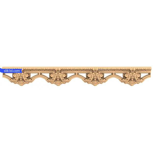 Baroque Flourish Cornice STL Model for CNC