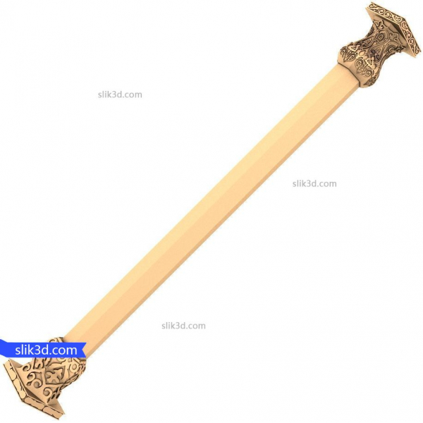 Elegant Carved Sword Handle 3D Model