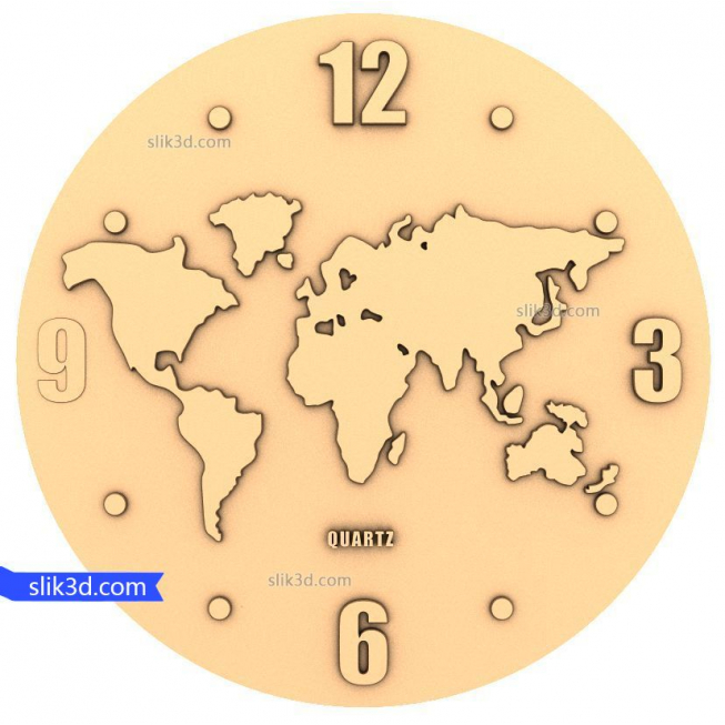 Watch "World Map" | STL - 3D model for CNC