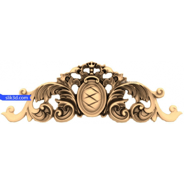 Regal Flourish Crest 3D STL Model for CNC