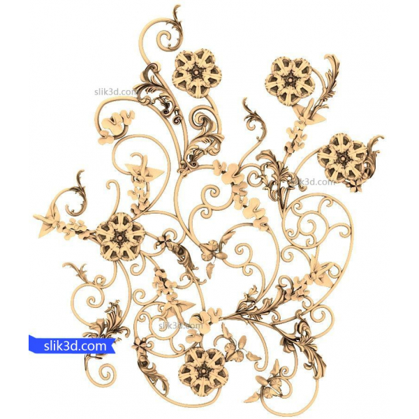Ornament of Flora - 3D STL Model for CNC and 3D Printing