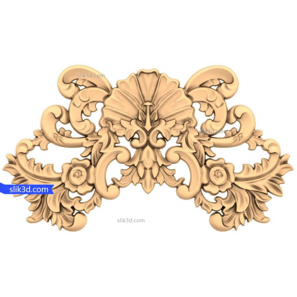 Floral Elegance Crest 3D STL Model for CNC Floral Elegance Crest 3D STL Model for CNC
