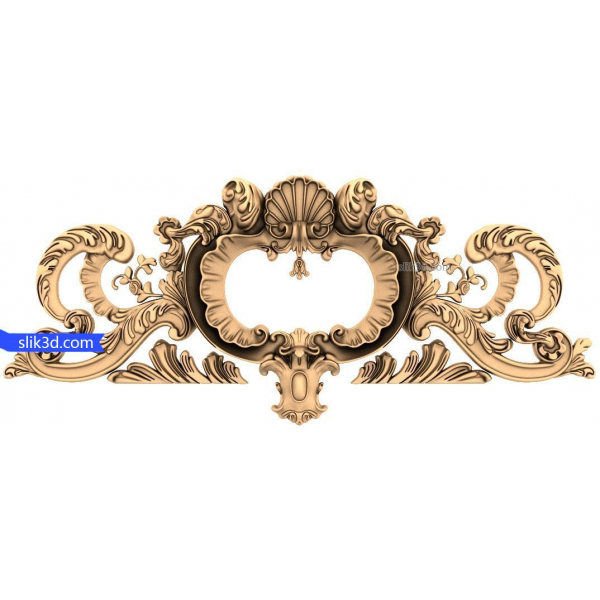 Modello 3D di stemma di eleganza barocca per CNC