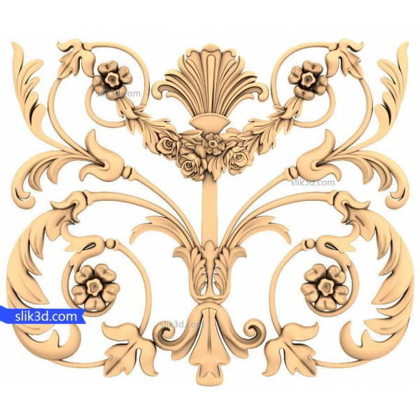 Rococo Bloom Flourish 3D STL model pro CNC a 3D tisk Rococo Bloom Flourish 3D STL model pro CNC a 3D tisk
