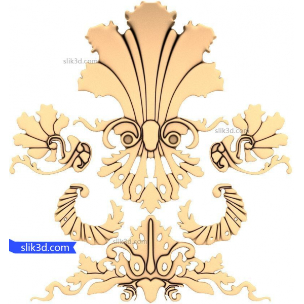 Elegante barocke Verzierung - 3D STL Modell für CNC Elegante barocke Verzierung - 3D STL Modell für CNC