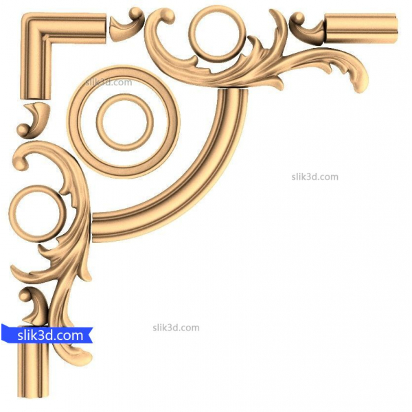 Baroque Elegance Corner Ornament 3D STL ماڈل Baroque Elegance Corner Ornament 3D STL ماڈل