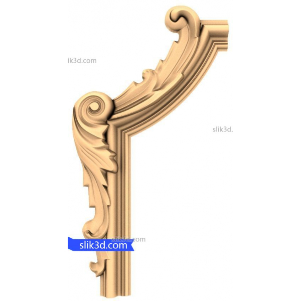 Elegant Scroll Corner 3D STL Model for CNC Router