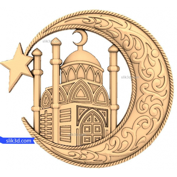 Lunar Temple Emblem 3D STL Model for CNC Lunar Temple Emblem 3D STL Model for CNC