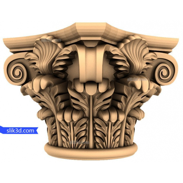 Verziertes korinthisches Kapitell 3D STL Modell für CNC Verziertes korinthisches Kapitell 3D STL Modell für CNC