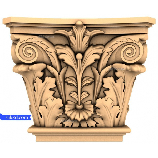 Regal Corinthian Capitel 3D STL Model for CNC and 3D Printing