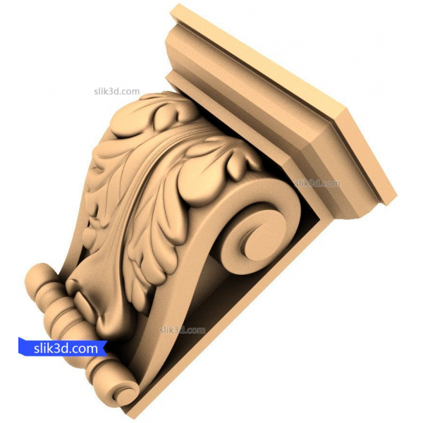 Elegant Acanthus Corbel 3D Model for CNC