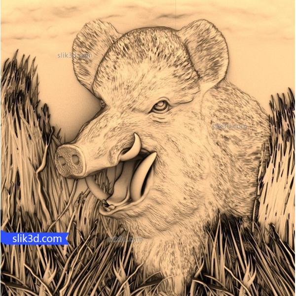 Wild Boar Majesty 3D STL model pro CNC Wild Boar Majesty 3D STL model pro CNC