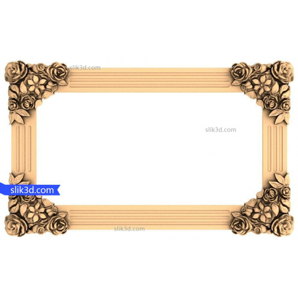 Floral Elegance Frame - 3D STL Model for CNC