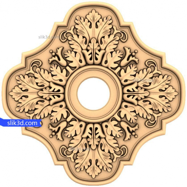 Leafy Elegance Rosette - Dekorativ 3D STL-model til CNC