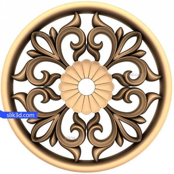 Florales Harmoniemedaillon 3D STL Modell für CNC Florales Harmoniemedaillon 3D STL Modell für CNC
