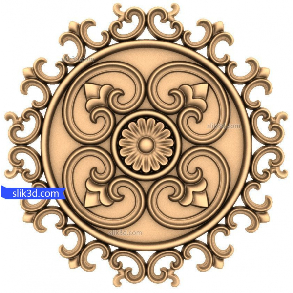 Udsmykket blomstermandala 3D-model