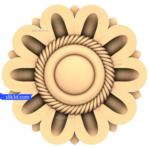 Florale Rosette 3D STL Modell für CNC und 3D Druck Florale Rosette 3D STL Modell für CNC und 3D Druck