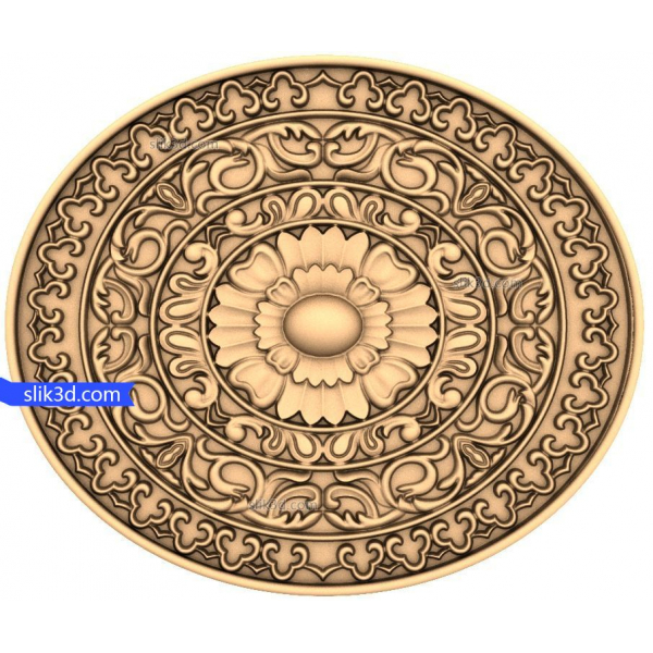 Floral Harmony Medallion 3D STL Model for CNC Routers
