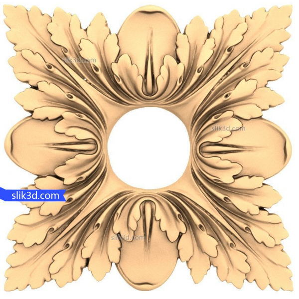 Eikenbladrozet 3D STL-model voor CNC Eikenbladrozet 3D STL-model voor CNC