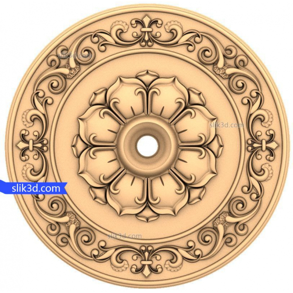 Mfano wa Gothic Rose Medallion 3D STL kwa CNC