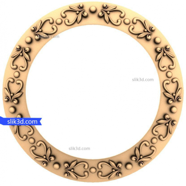 Udsmykket blomster cirkelramme 3D-model til CNC