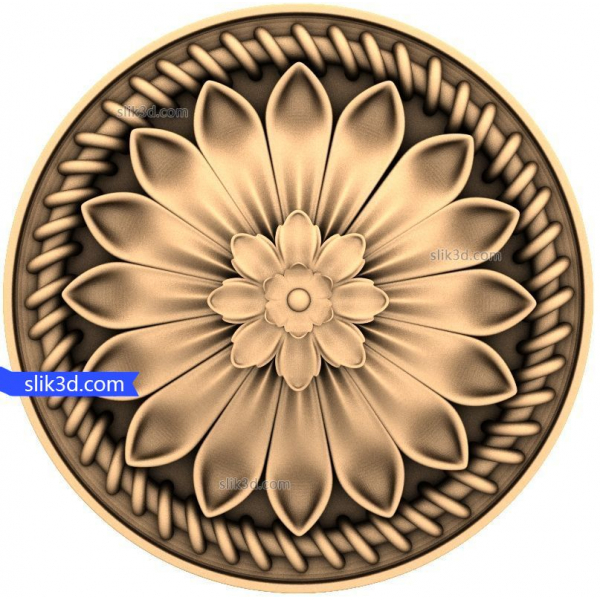 Blühende Rosette 3D STL Modell für CNC Blühende Rosette 3D STL Modell für CNC