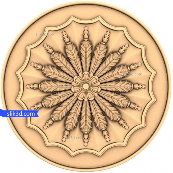 CNC용 Radiant Feather Medallion 3D STL 모델 CNC용 Radiant Feather Medallion 3D STL 모델