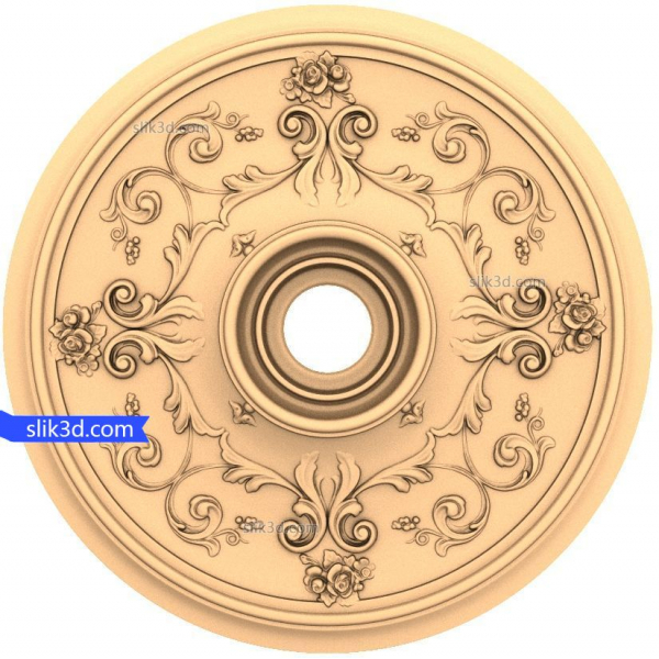 Verziertes florales Deckenmedaillon 3D STL Modell Verziertes florales Deckenmedaillon 3D STL Modell