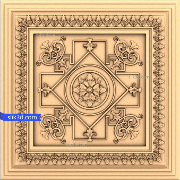 Modèle STL 3D de panneau floral ornemental pour CNC Modèle STL 3D de panneau floral ornemental pour CNC