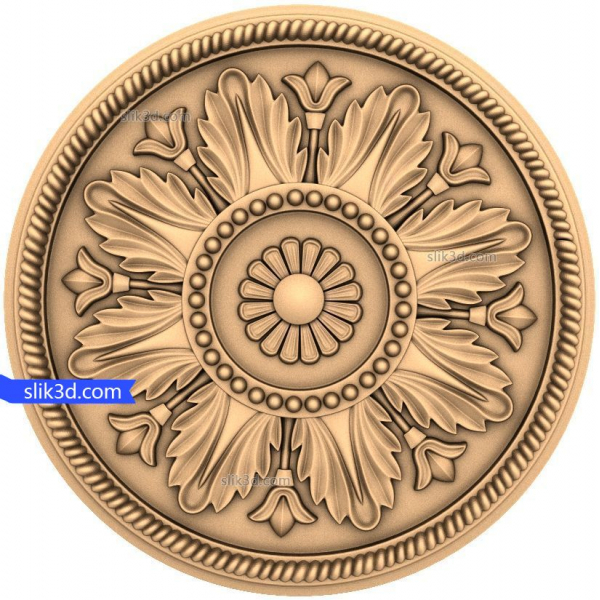 Exquisite majestätische Blumenrosette 3D STL Modell für CNC