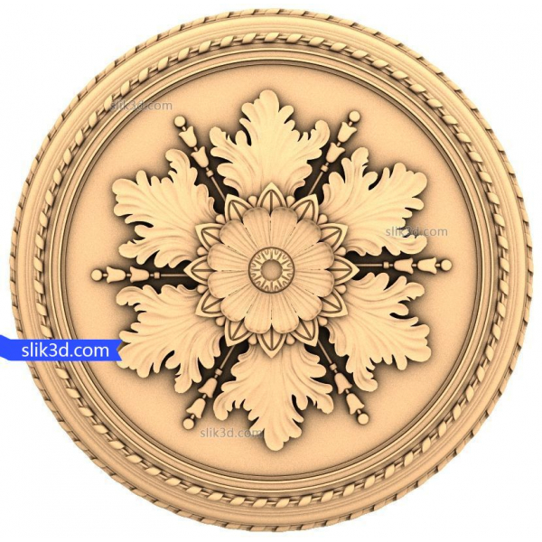 Květinový zářivý medailon 3D STL model pro CNC Květinový zářivý medailon 3D STL model pro CNC