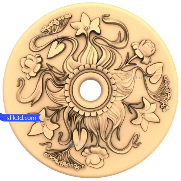 Floral Harmony Medallion 3D STL Model til CNC Floral Harmony Medallion 3D STL Model til CNC