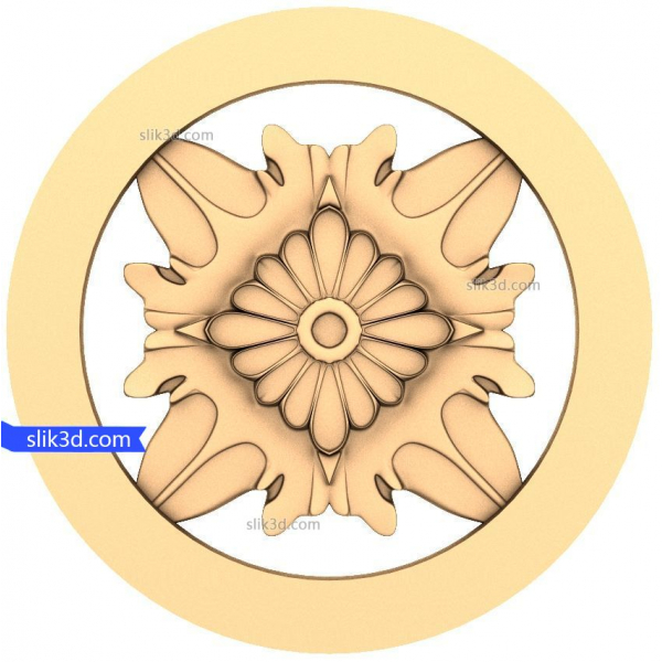 CNC Ahşap Oymacılığı için Floral Elegance Madalyon 3D STL Modeli CNC Ahşap Oymacılığı için Floral Elegance Madalyon 3D STL Modeli