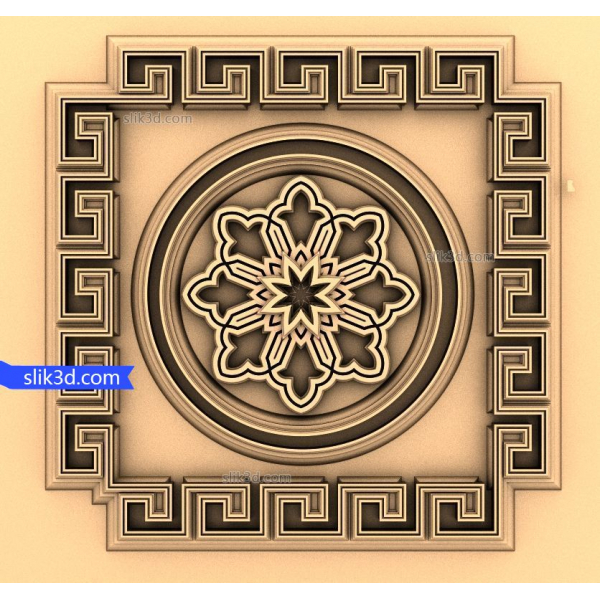Geometrische griechische Rosette 3D STL Modell für CNC Geometrische griechische Rosette 3D STL Modell für CNC