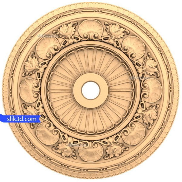 Majestic Floral Medallion 3D STL Model pentru CNC