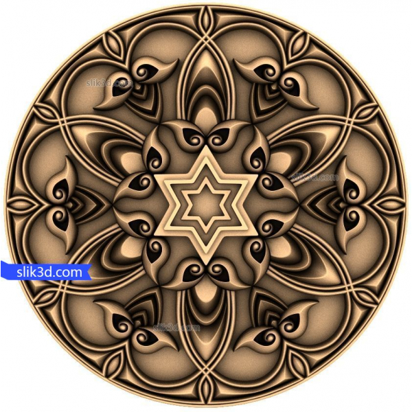 โมเดล Star Blossom Mandala 3D STL สำหรับ CNC โมเดล Star Blossom Mandala 3D STL สำหรับ CNC