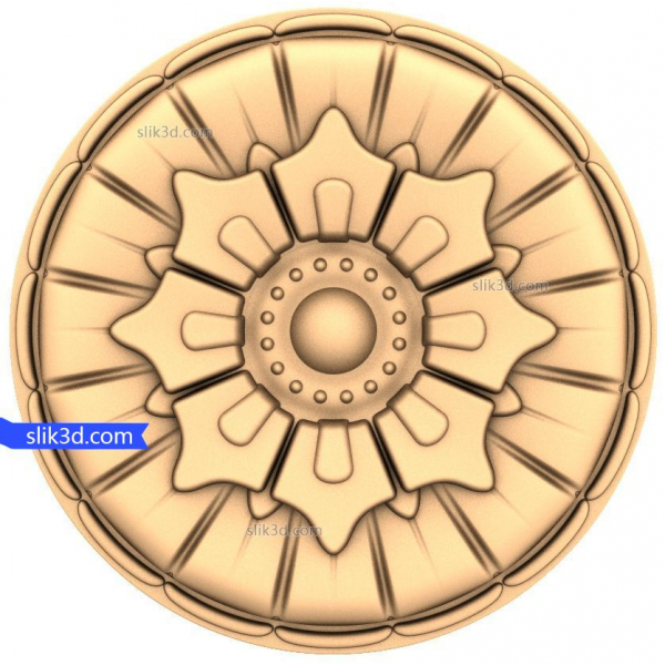 Dekorativní růžice Elysian Blossom - 3D model pro CNC Dekorativní růžice Elysian Blossom - 3D model pro CNC
