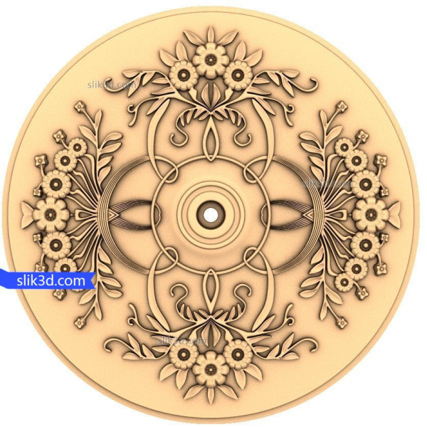Floral Harmony Medallion 3D STL-model voor CNC