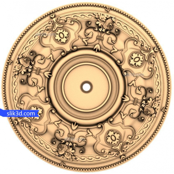 Modello 3D STL per medaglione da soffitto Floral Elegance per CNC